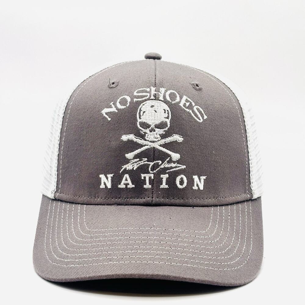 Kenny Chesney NO SHOES NATION Hat Trucker Cap SnapBack Skull & Bones Gray White